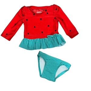 Cat & Jack Red and Teal Kids Rashguard Set